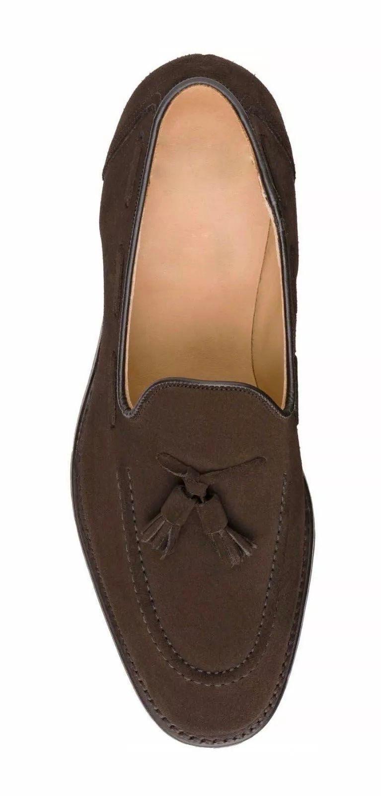 Men’s handmade dark brown tussle loafers, stylish men’s shoes